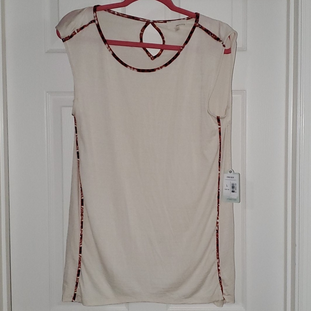 New w tags cream tank with floral trim